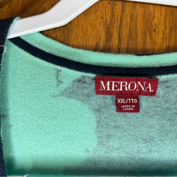 Aqua and Navy Floral Cardigan Size XXL - Picture 3 of 5